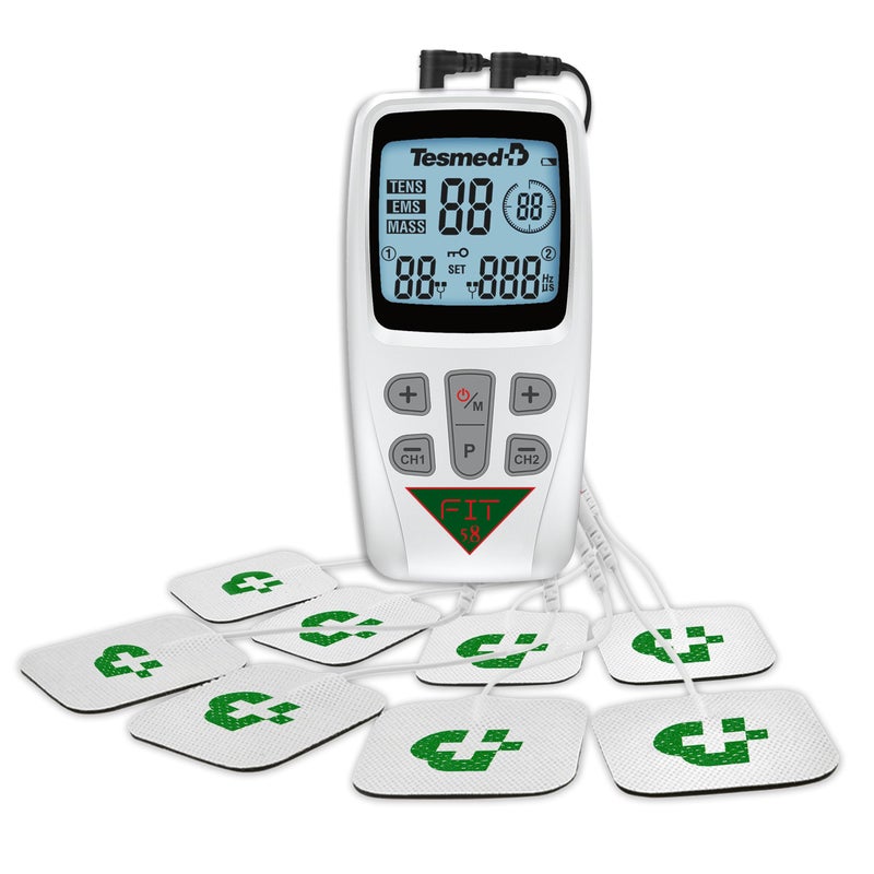 Tesmed جهاز تحفيز العضلات TESMED Fit 58 لتدليك EMS TENS 3 وظائف في 1 22 برنامج 6 منها قابلة للتخصيص مثالي لتخفيف الألم وتحفيز عضلات البطن والأرداف والصدر - Image 1